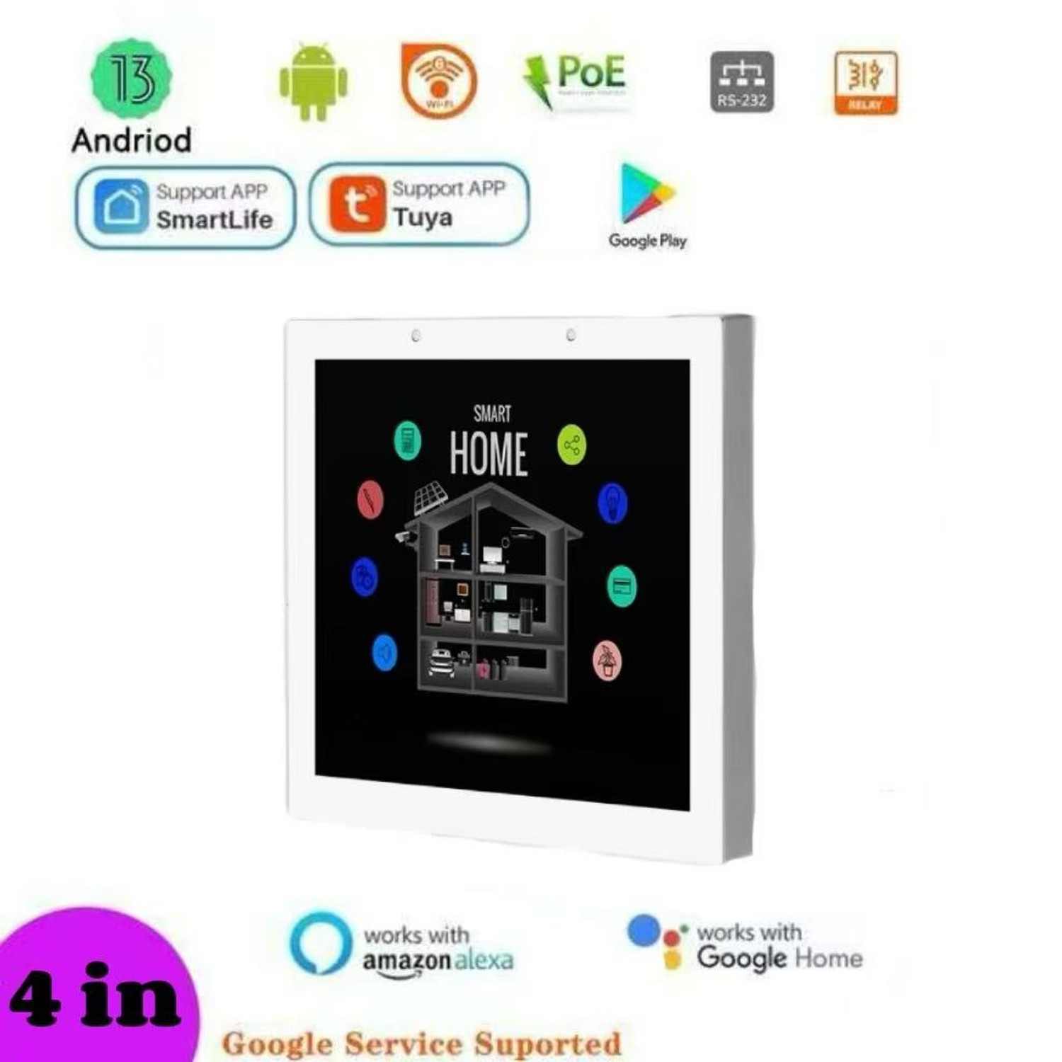 YC-SM41P 4-inch Smart Home Control Panel with RK3566 & Android 11 – PoE Support