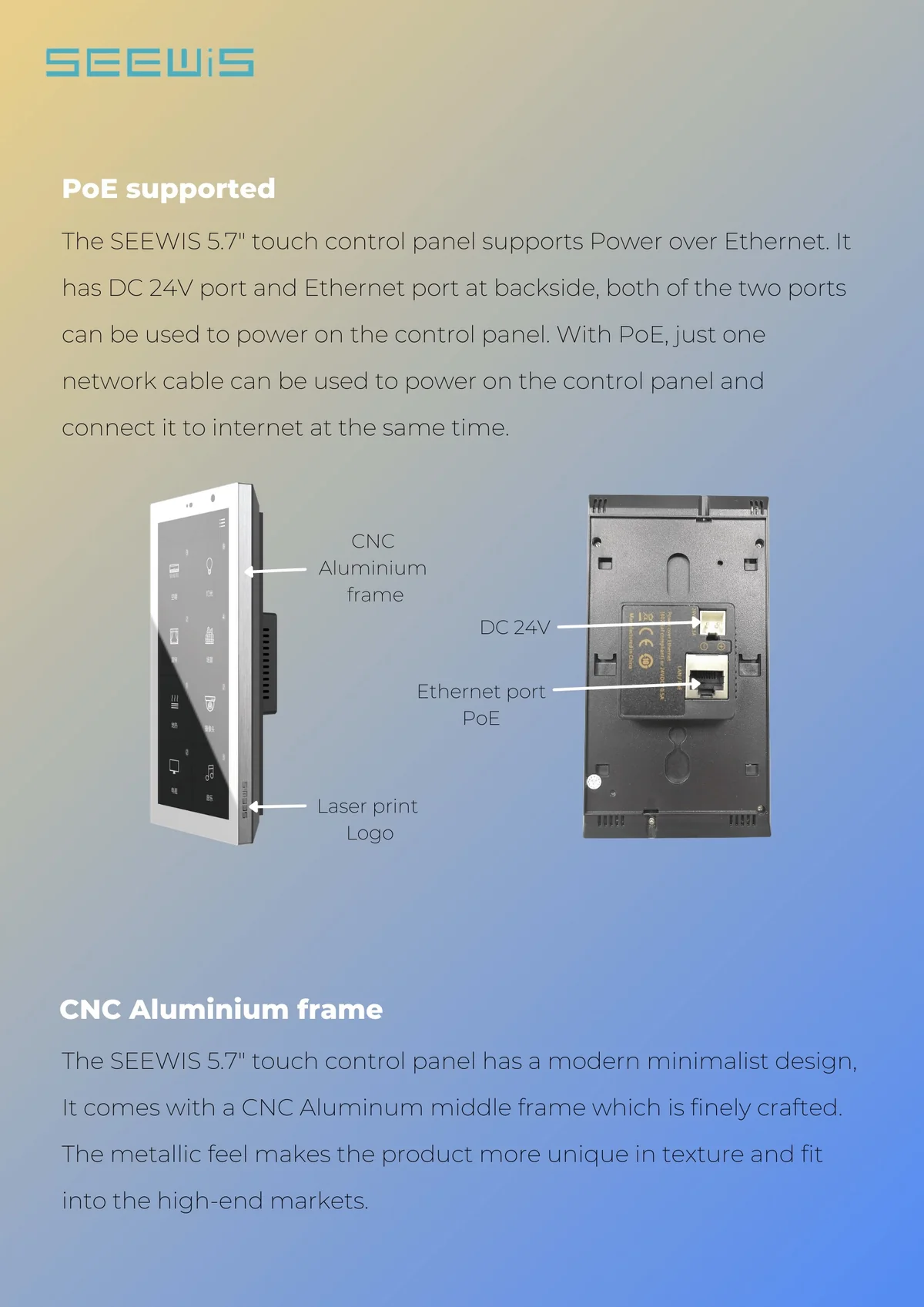 SEEWIS 5.7" Smart Touch Control Panel - Android Home Automation Hub with Built-in ZigBee & Bluetooth Gateway - Image 5