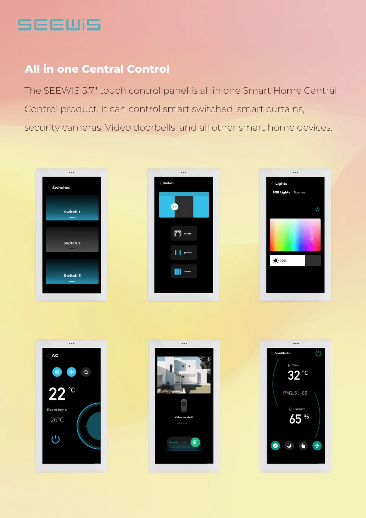 SEEWIS 5.7" Smart Touch Control Panel - Android Home Automation Hub with Built-in ZigBee & Bluetooth Gateway - Image 9