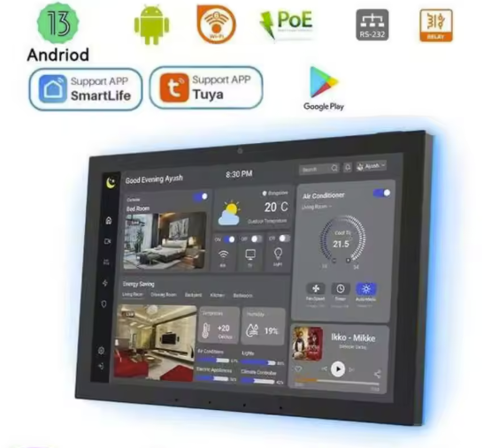 YC-SM10P 10-inch Smart Home Control Panel with 500nit Display & PoE – Android 11