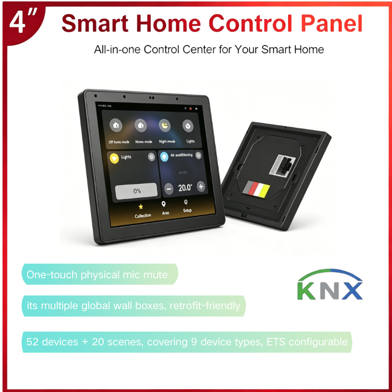 S6KE 4-inch KNX Smart Control Panel with Dual Mic & Light Sensor