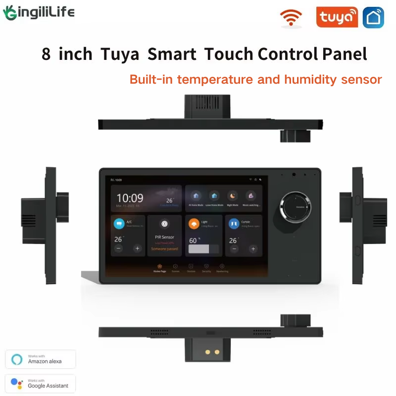 T8E 8-inch Smart Multi-Functional Knob Panel with Zigbee Gateway & Dual Relays