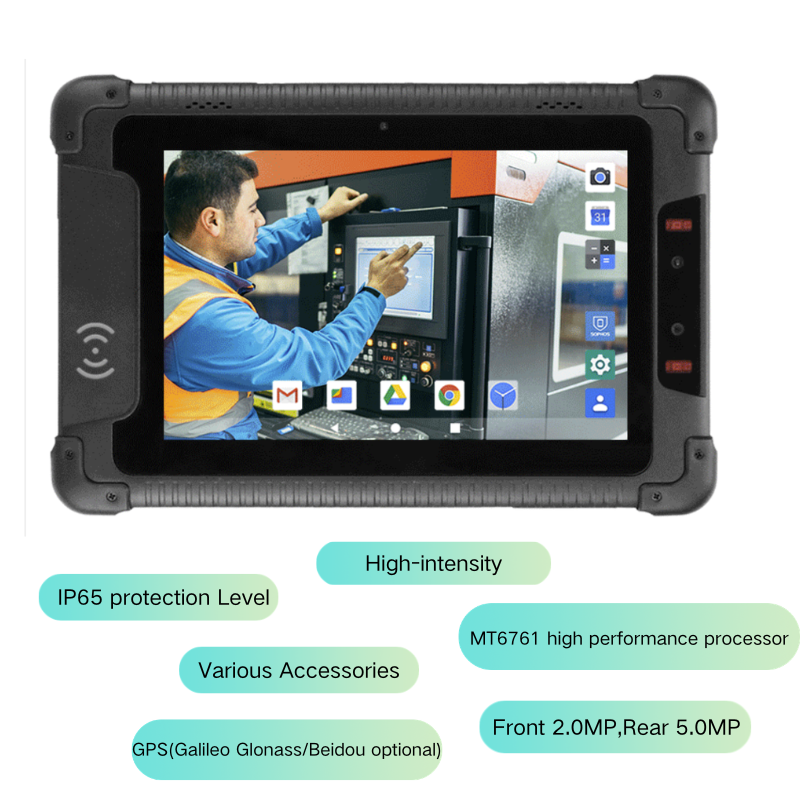 Black – Rugged Industrial Three-Proof Tablet with 8-Inch Display