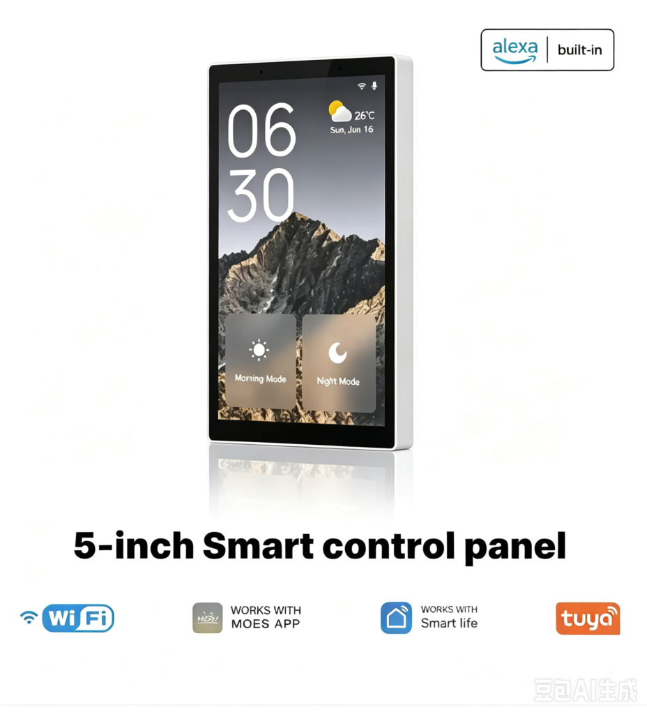 Tuya Wifi Smart 5-inch Touch Screen US Center Control Panel Voice Control Alexa And ZigBee Gateway Built-in Scene Control